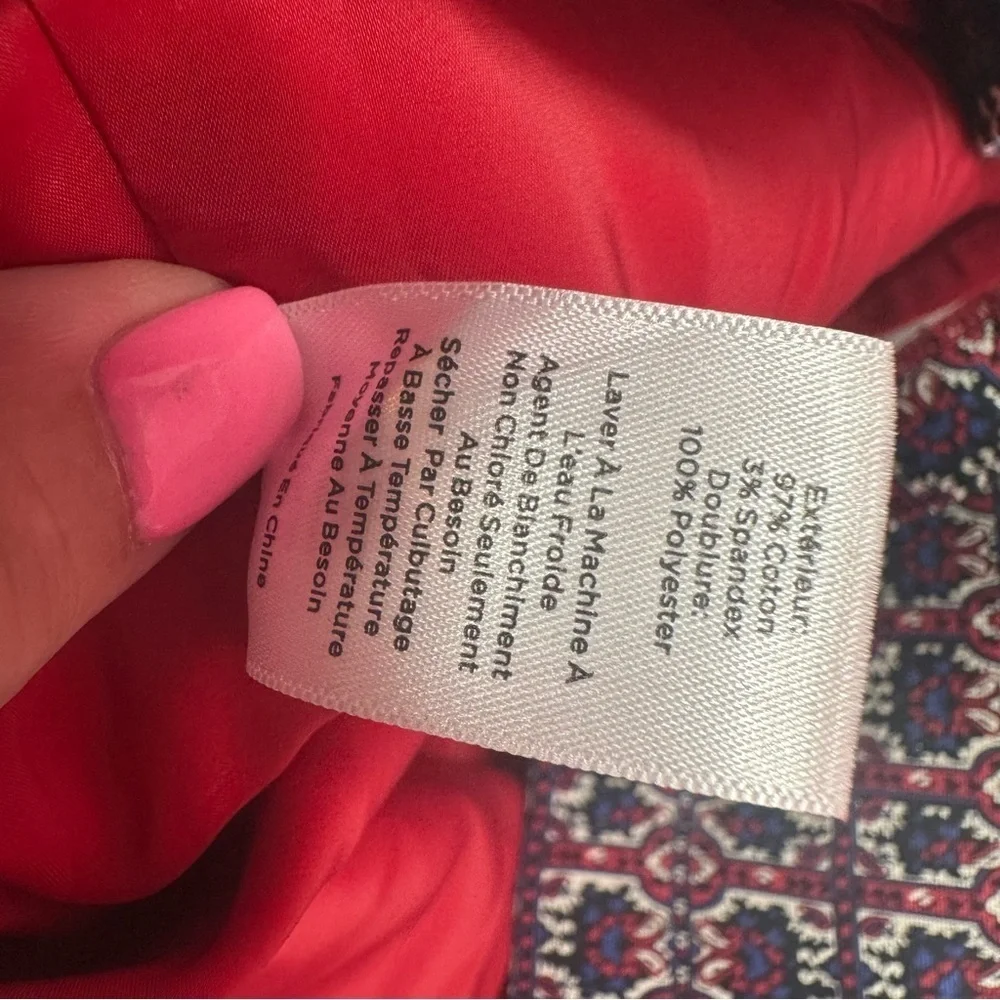 Talbots Red Blue Pencil Skirt sz 10 boho western classic casual office